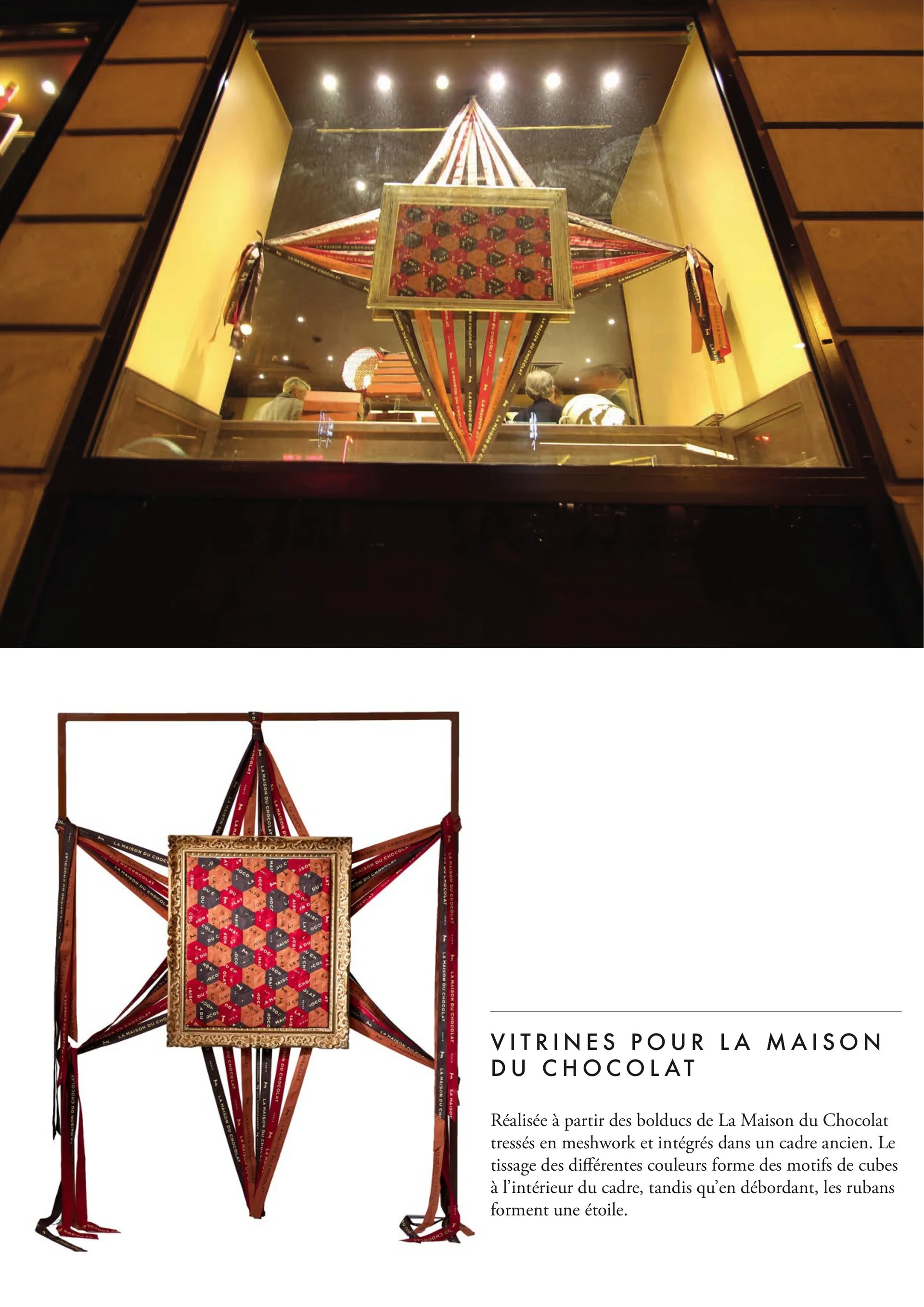 Meshwork La Maison du Chocolat - Étoile en bolduc tressé dans un cadre ancien
